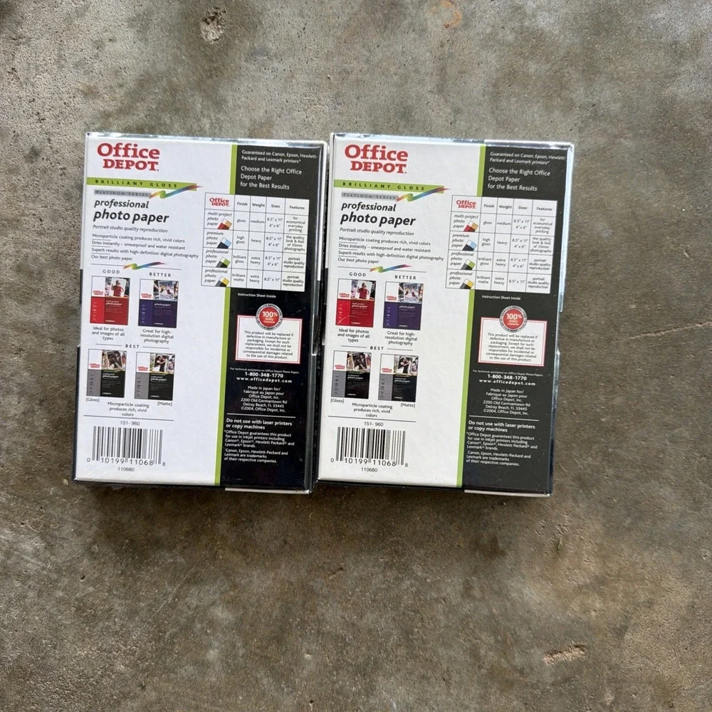 Lot Of 2  Professional Photo Paper, 4X6 Sheets, 50 Sheets, Brilliant Gloss